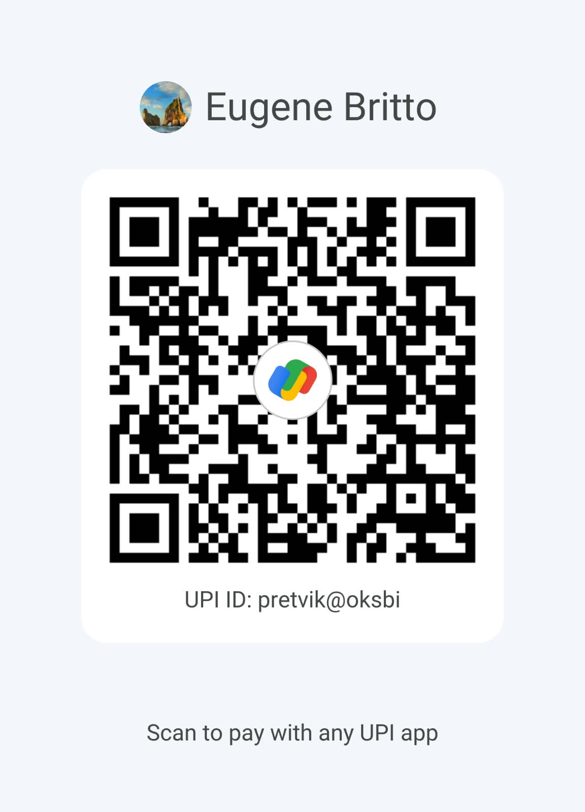 UPI payment QR code for pretvik@oksbi